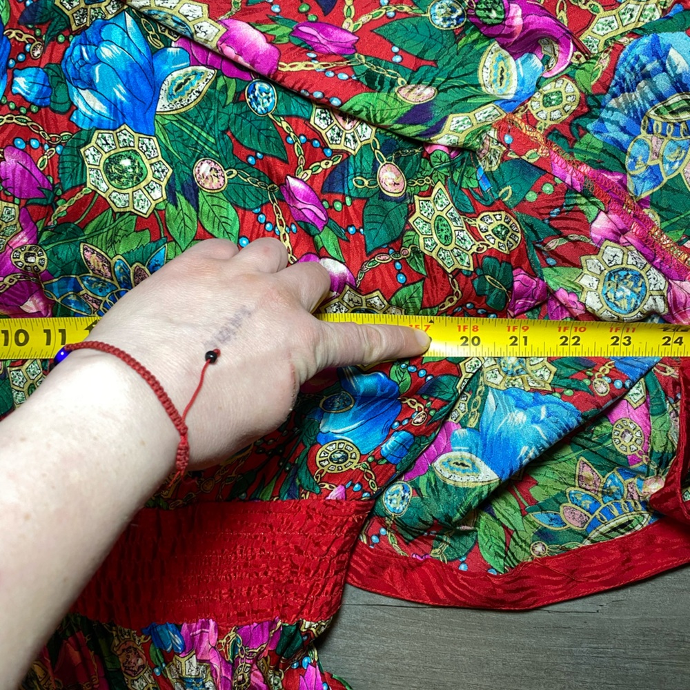 EUC True Vintage 1980s Diane Freis 100% Silk Bright Floral Maxi Dress - Picture 11 of 13